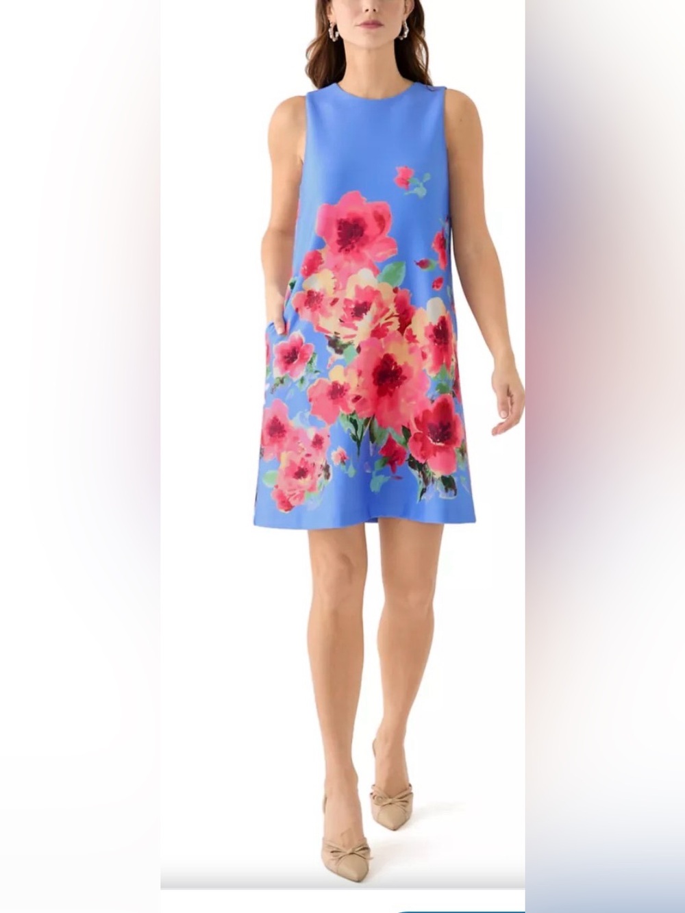 NWT ANNE KLEIN Bloom Floral Print A-Line Flowy Shift Dress Size 16.
